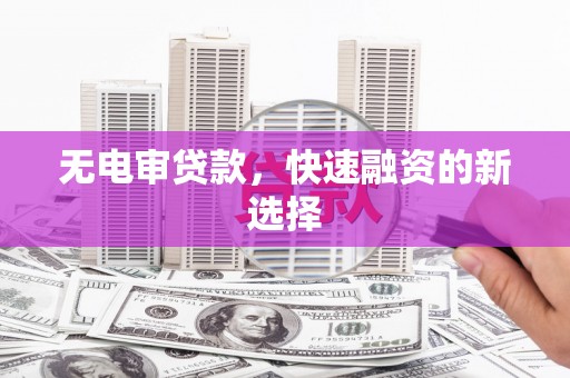 鲅鱼圈无电审贷款，快速融资的新选择