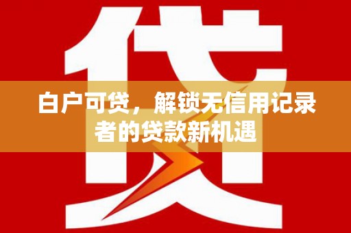 鲅鱼圈白户可贷，解锁无信用记录者的贷款新机遇