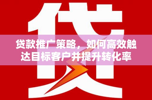 鲅鱼圈贷款推广策略，如何高效触达目标客户并提升转化率