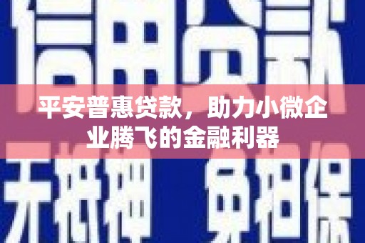 鲅鱼圈平安普惠贷款，助力小微企业腾飞的金融利器