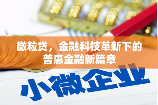 鲅鱼圈微粒贷，金融科技革新下的普惠金融新篇章