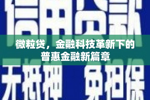 鲅鱼圈微粒贷，金融科技革新下的普惠金融新篇章